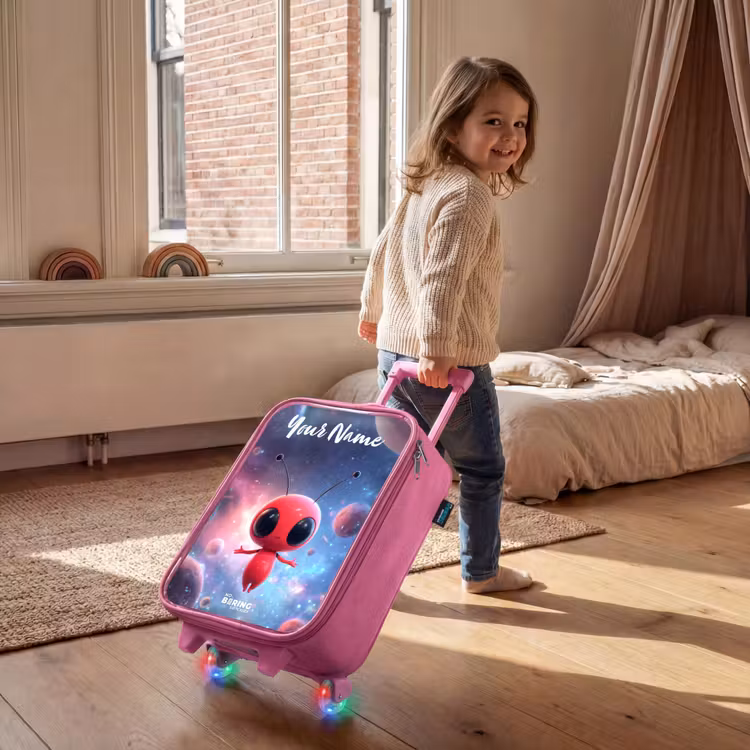 Children's suitcase with name - Pink - Red Space Being in Cosmic Dance — 2
