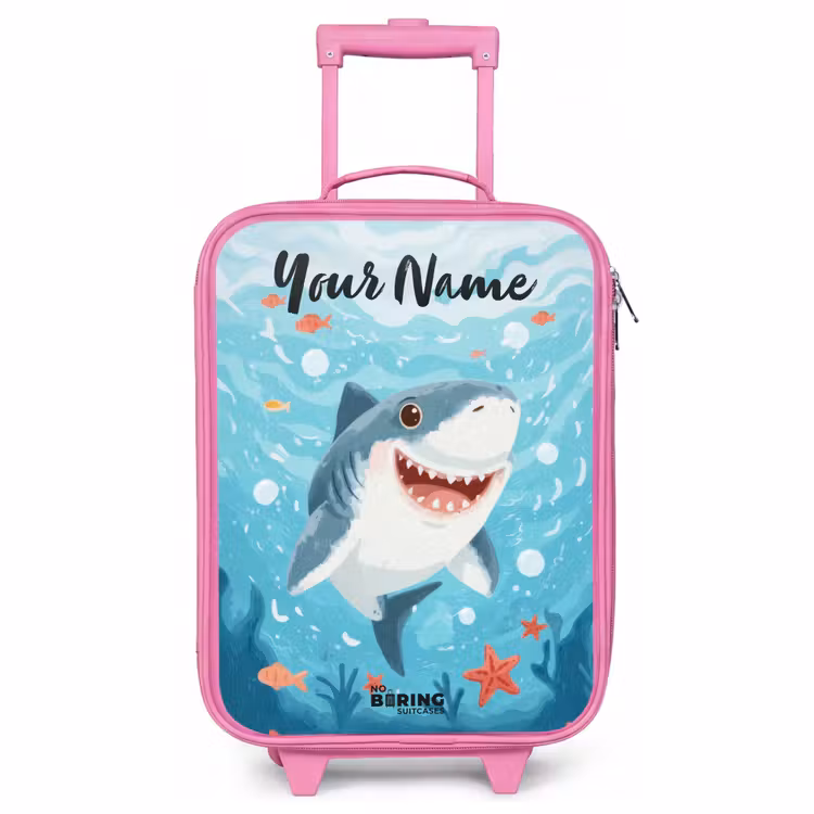 Children's suitcase with name - Pink - Shark - Water - Sea — 1