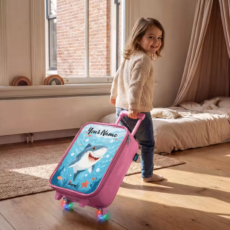 Children's suitcase with name - Pink - Shark - Water - Sea — 2