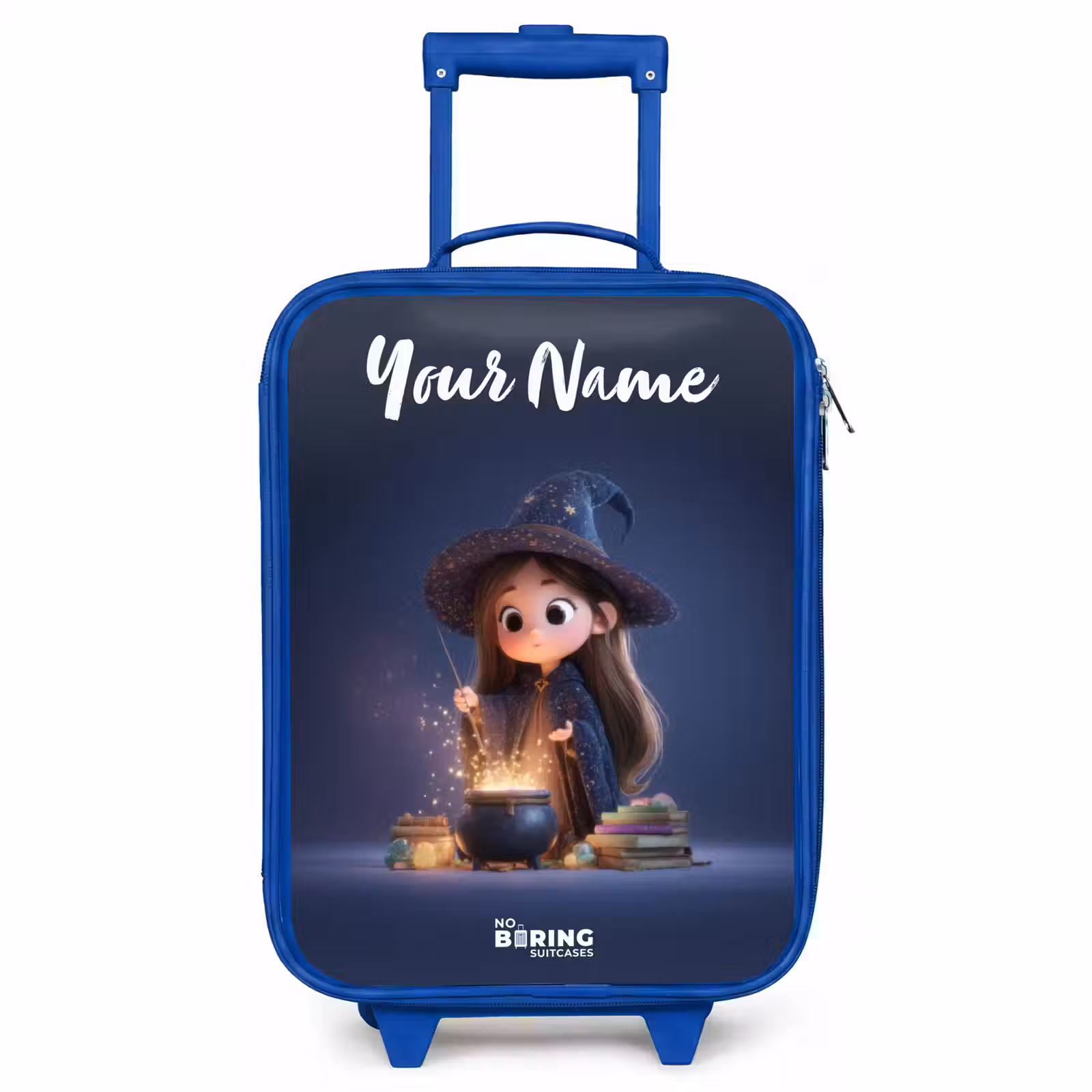 Children's suitcase with name - Blue - Enchanted girl with cauldron — 1