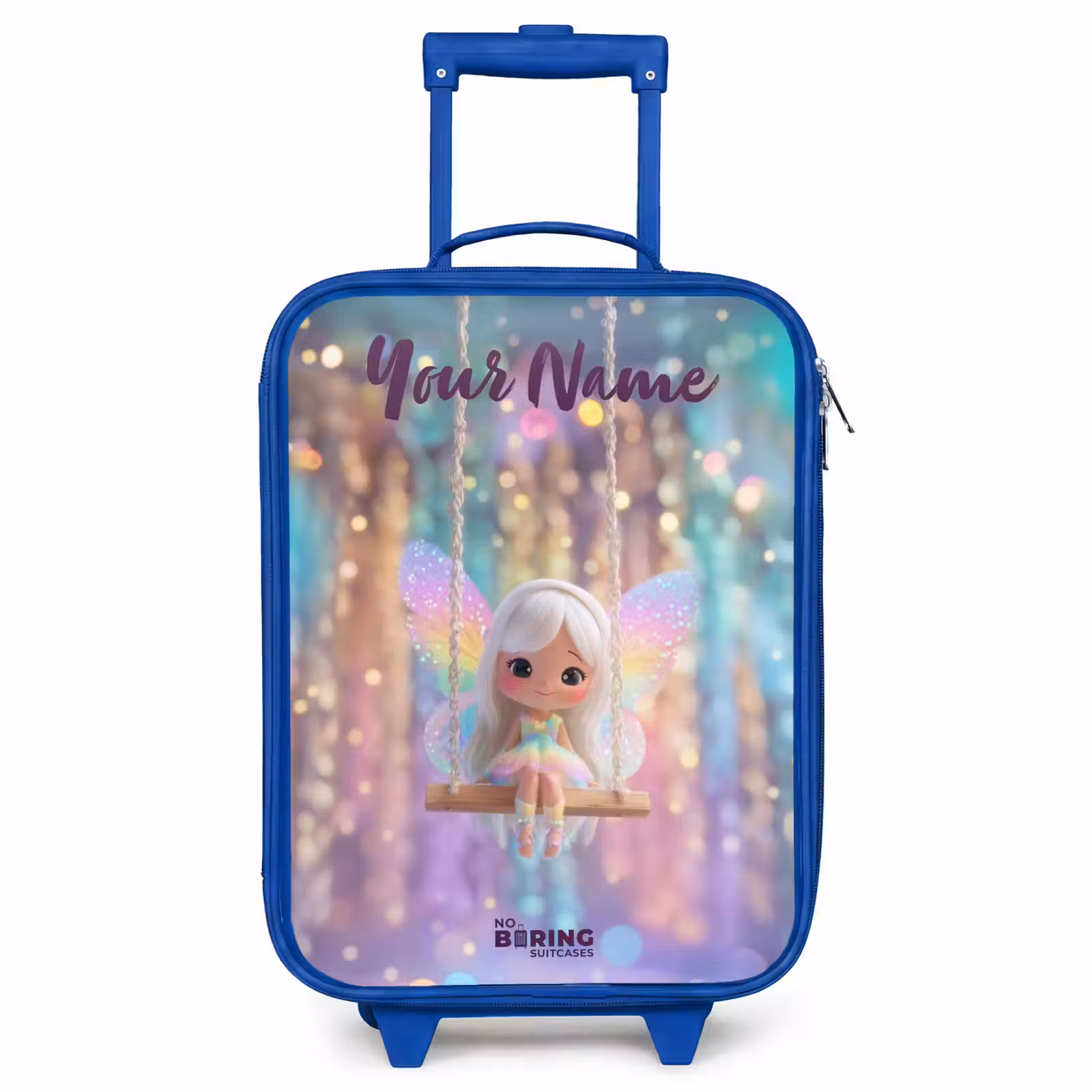 Children's suitcase with name - Blue - Fairy - Elf - Rainbow — 1