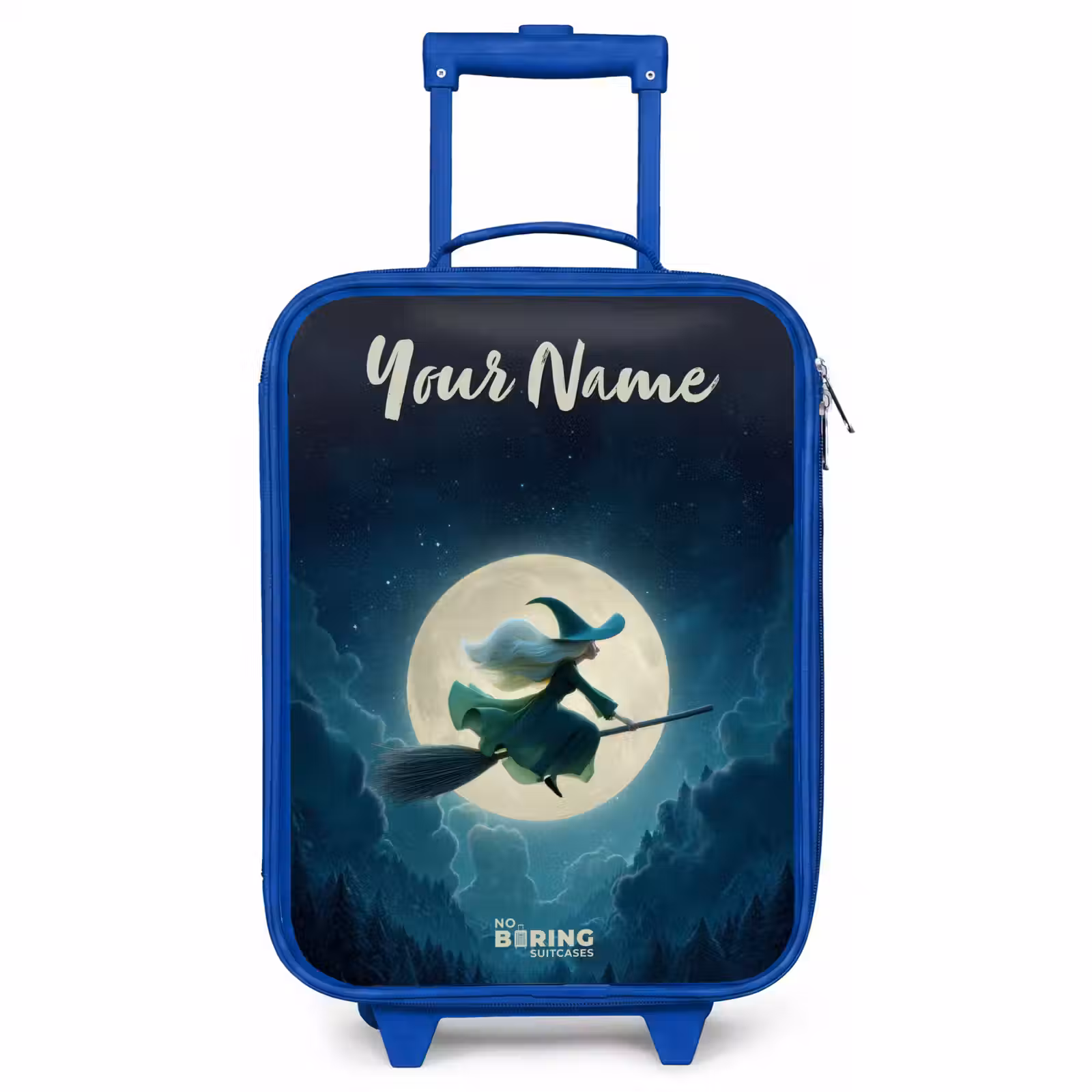 Children's suitcase with name - Blue - Night Flight Over the Forest — 1