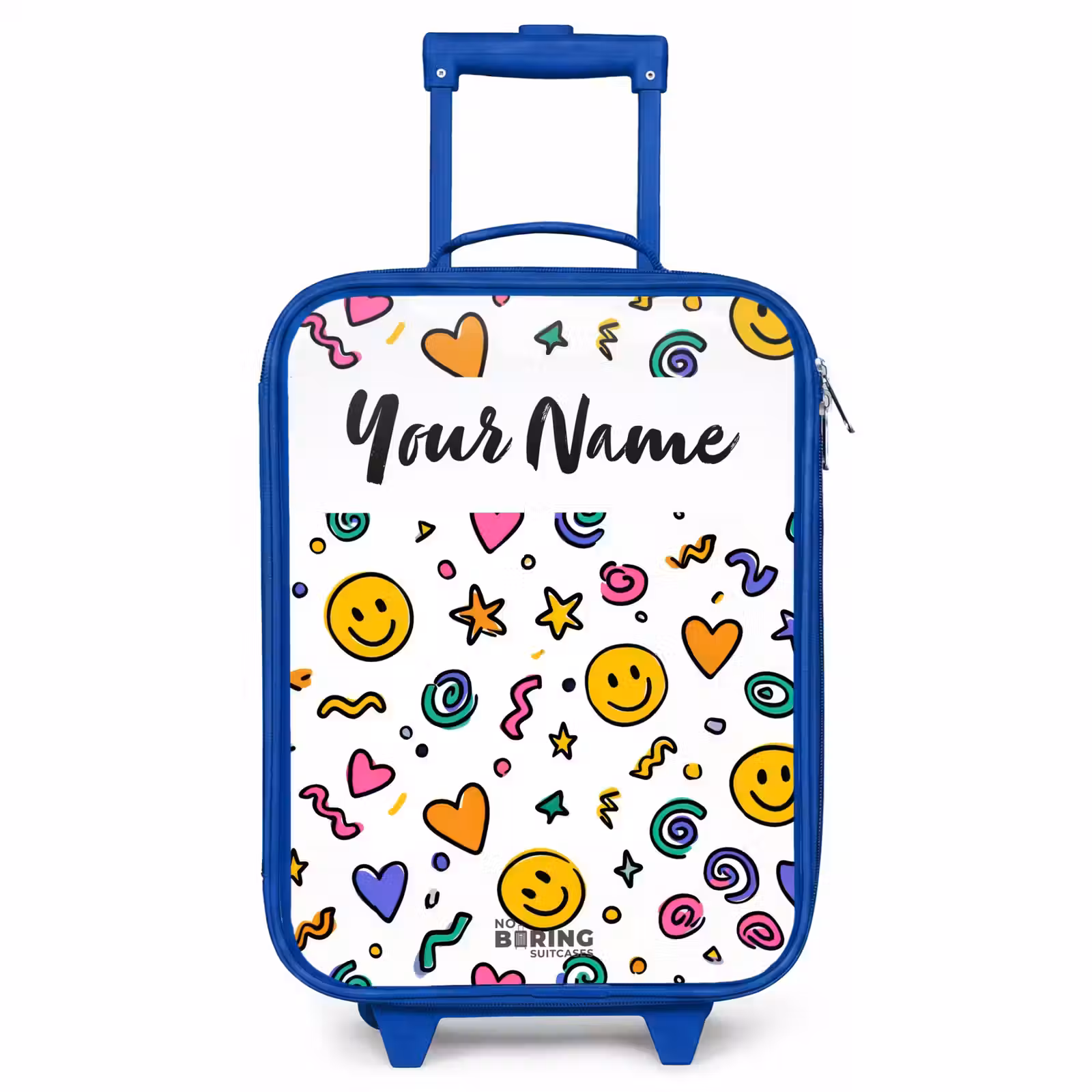 Children's suitcase with name - Blue - Smiley - Heart - Star — 1