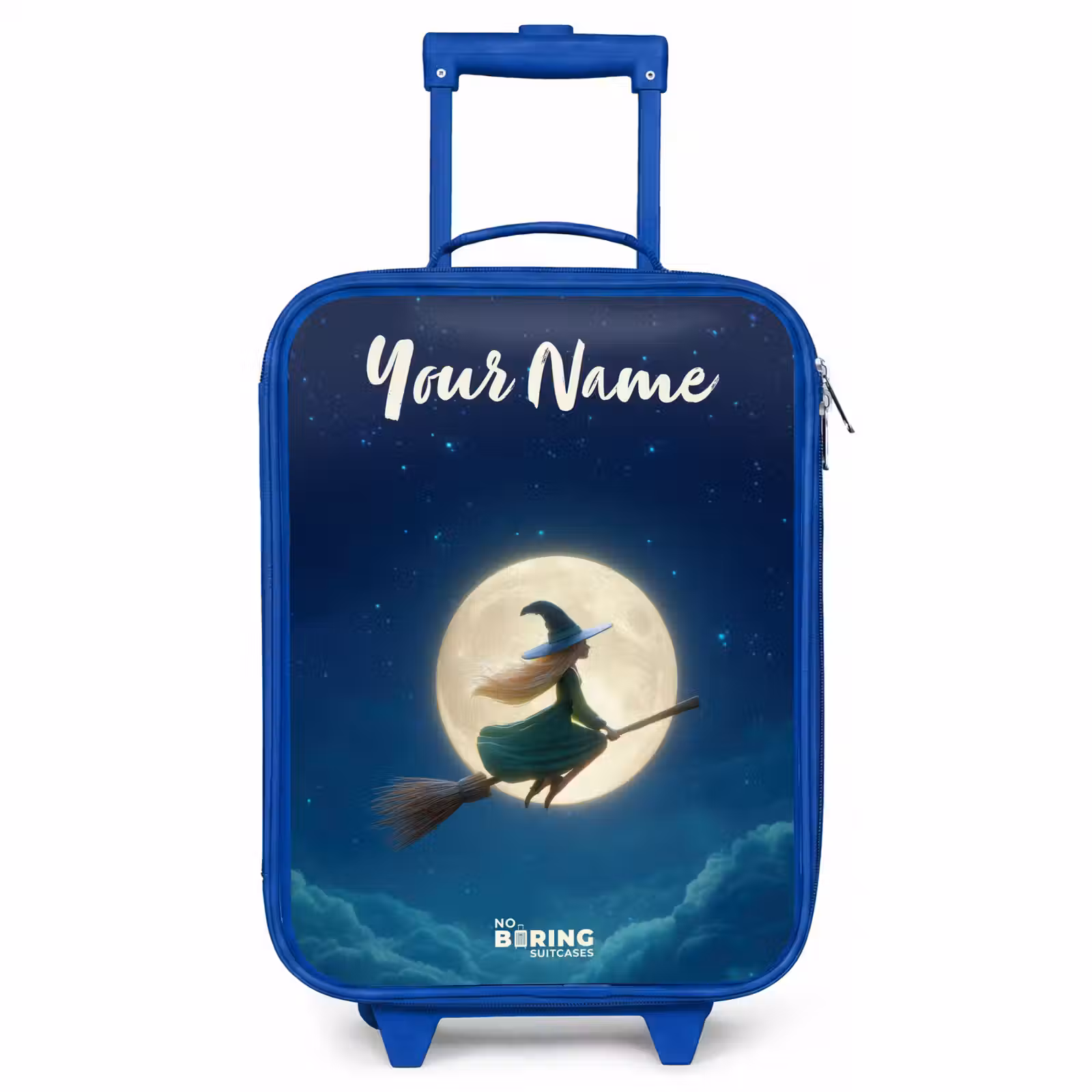 Children's suitcase with name - Blue - Witch in Moonlight Flight — 1