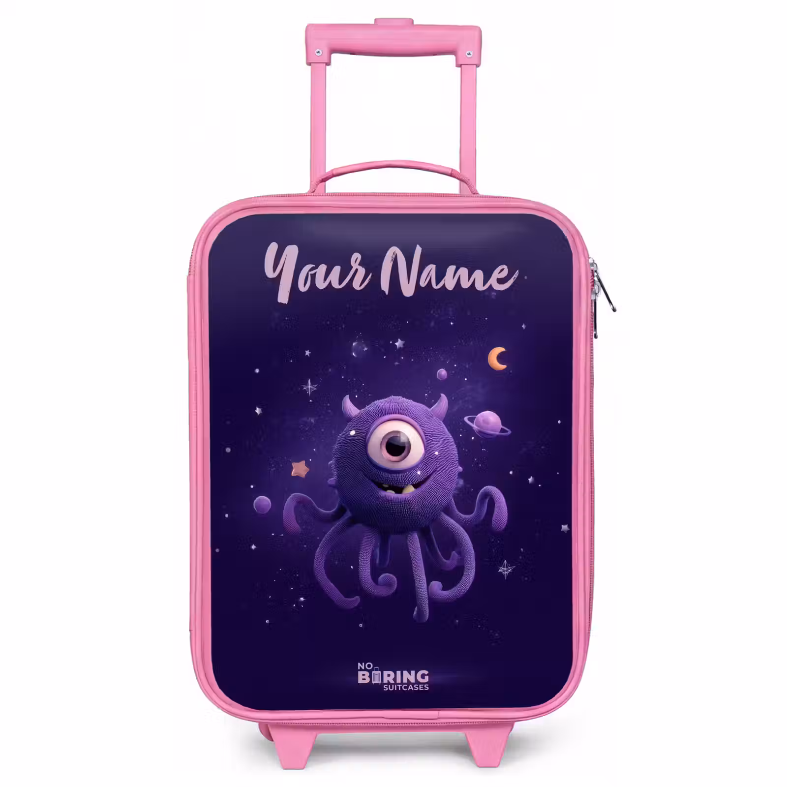 Children's suitcase with name - Pink - Cosmic tentacle monster — 1