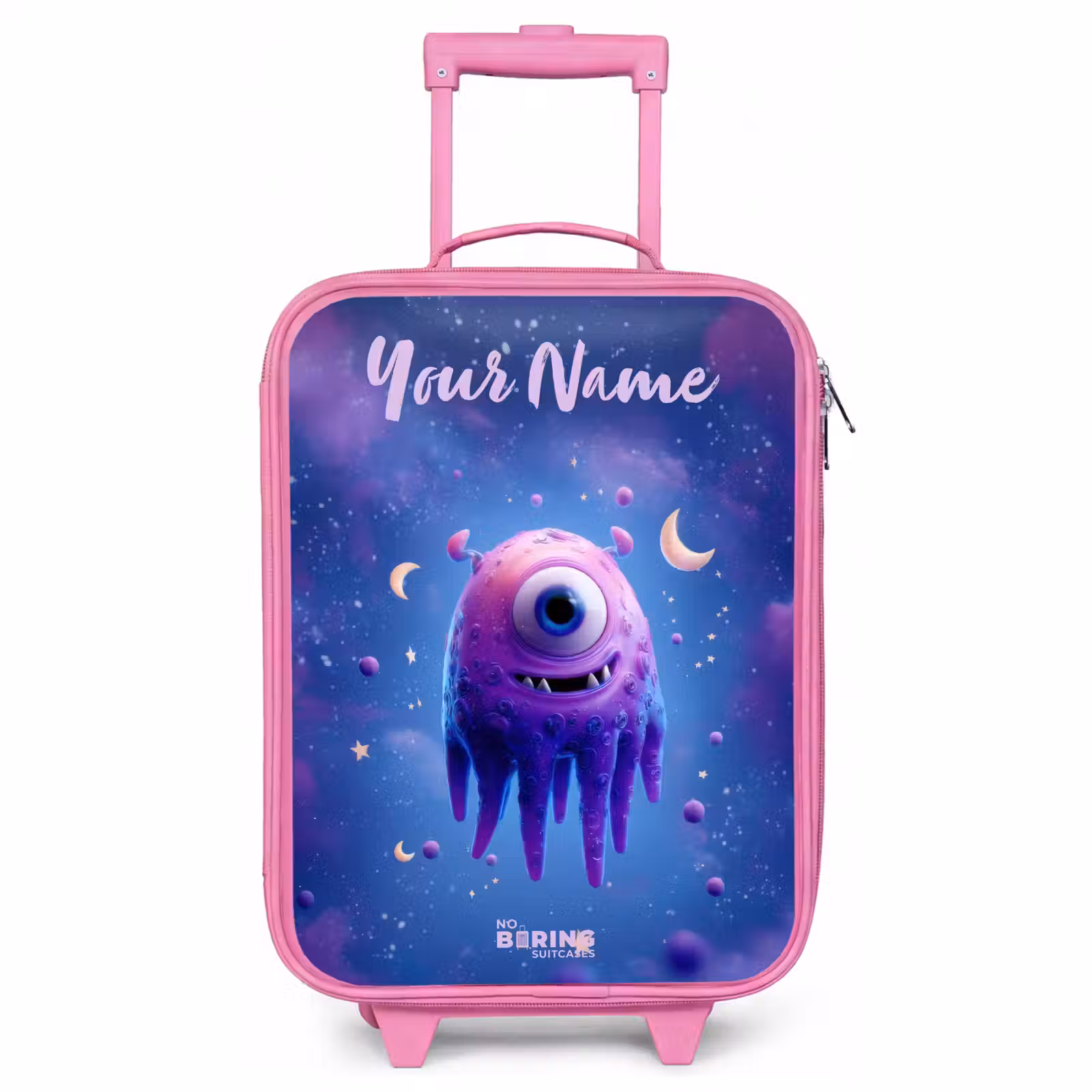 Children's suitcase with name - Pink - Merry purple eye in space — 1