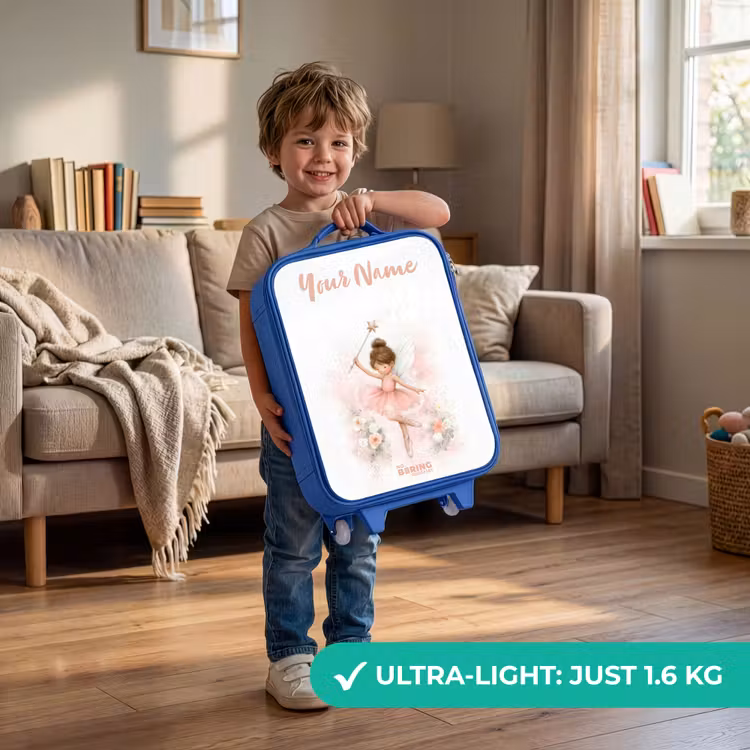 Children's suitcase with name - Blue - Ballerina fairy in pink — 3