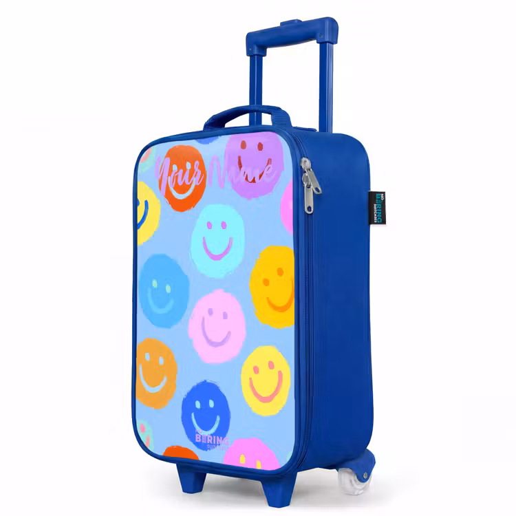 Children's suitcase with name - Blue - Cheerful pattern of smileys — 5