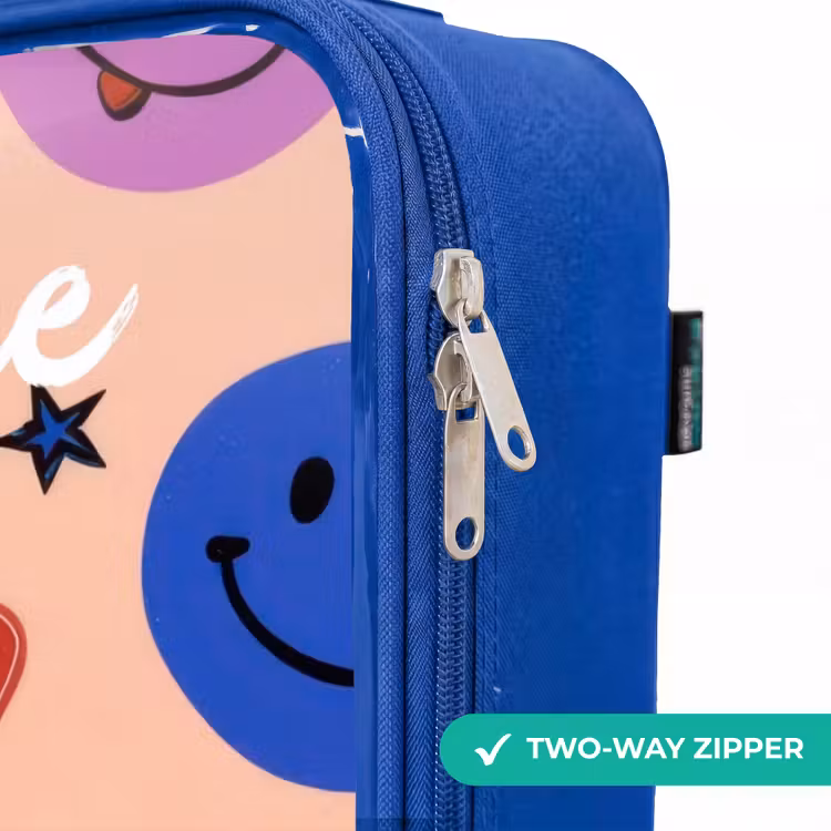 Children's suitcase with name - Blue - Cheerful Smiley Pattern — 6