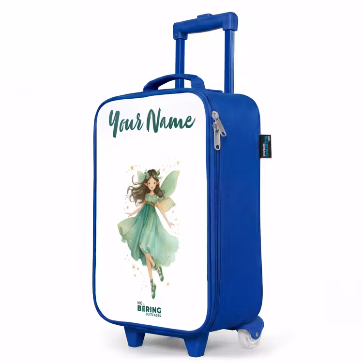 Children's suitcase with name - Blue - Floating green elf — 5