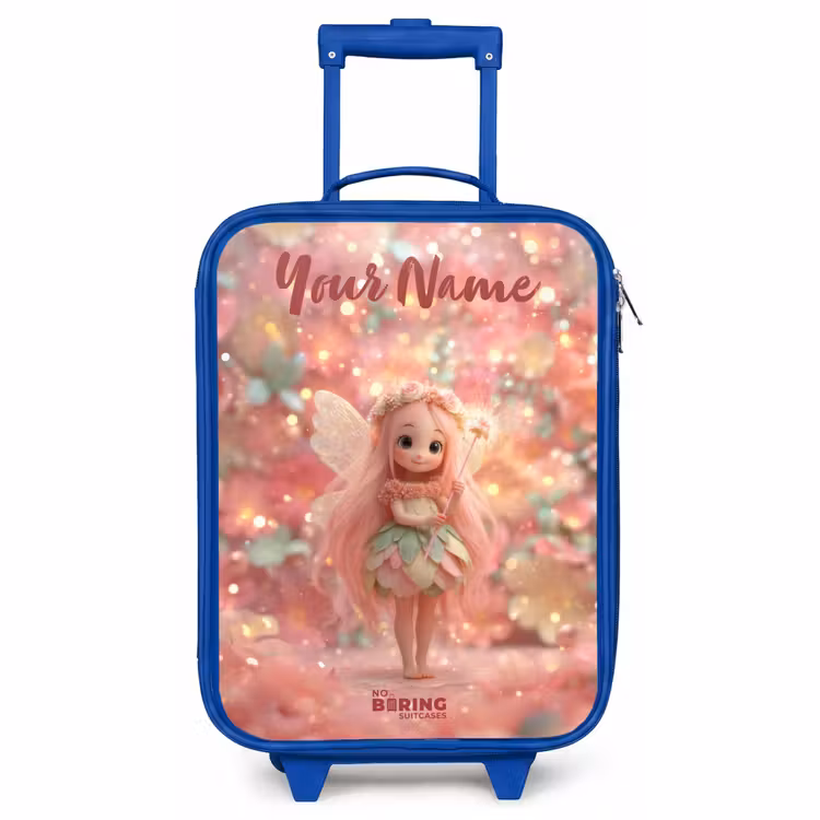 Children's suitcase with name - Blue - Flower fairy in pink fairy world — 1