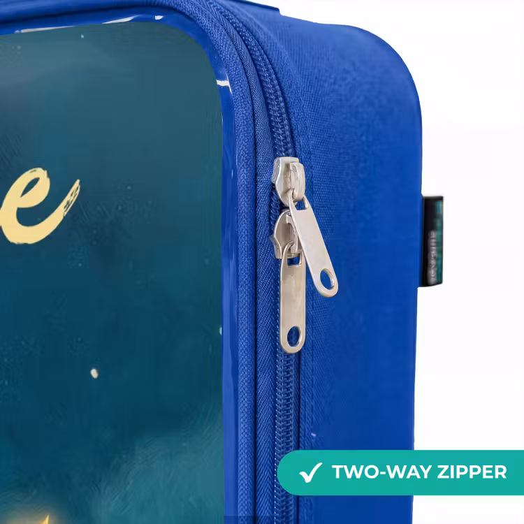 Children's suitcase with name - Blue - Green monster on crescent moon — 6