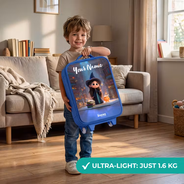 Children's suitcase with name - Blue - Little enchantress in library — 3
