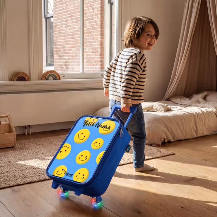 Children's suitcase with name - Blue - Merry smiley rain — 2