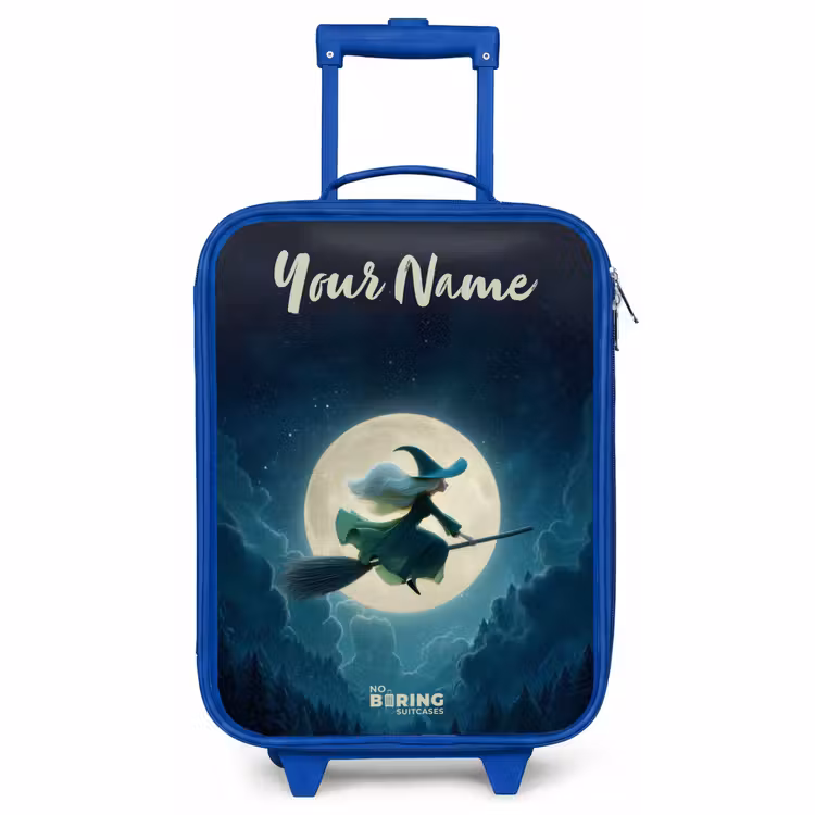 Children's suitcase with name - Blue - Night Flight Over the Forest — 1