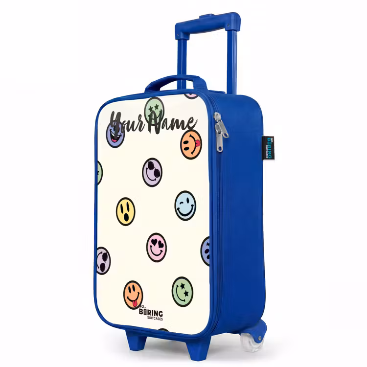 Children's suitcase with name - Blue - Playful smiley mix — 5