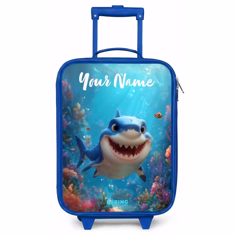 Children's suitcase with name - Blue - Reef - Coral - Shark - Animal — 1