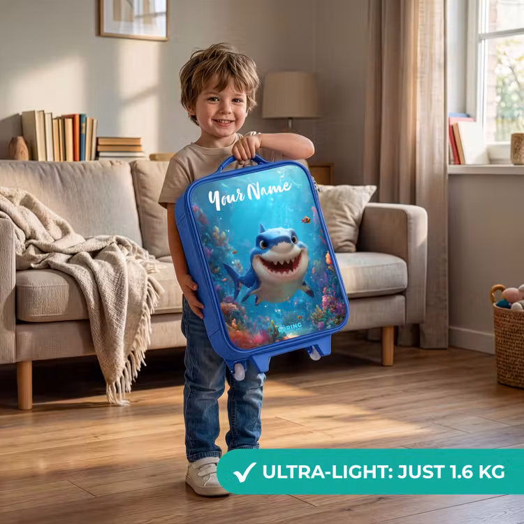 Children's suitcase with name - Blue - Reef - Coral - Shark - Animal — 3