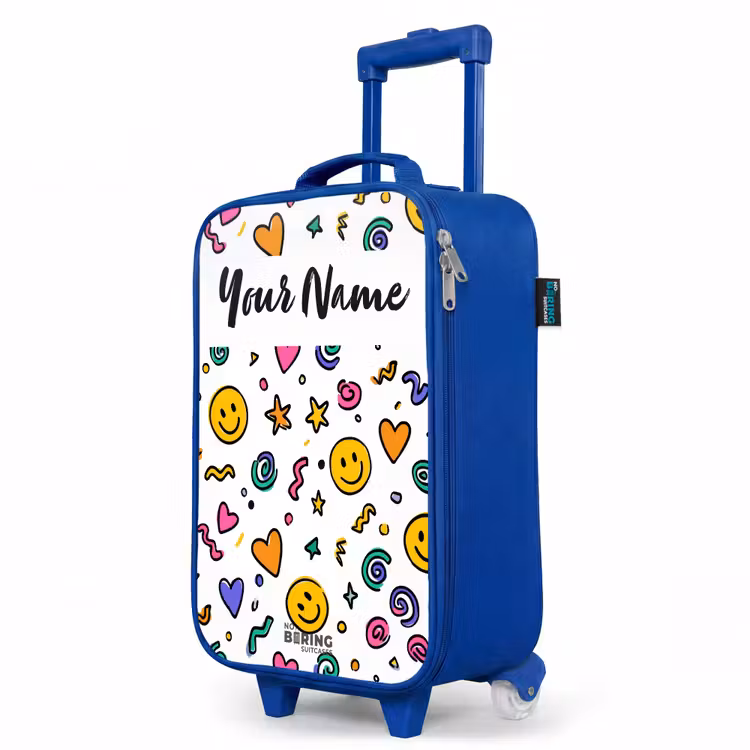 Children's suitcase with name - Blue - Smiley - Heart - Star — 5