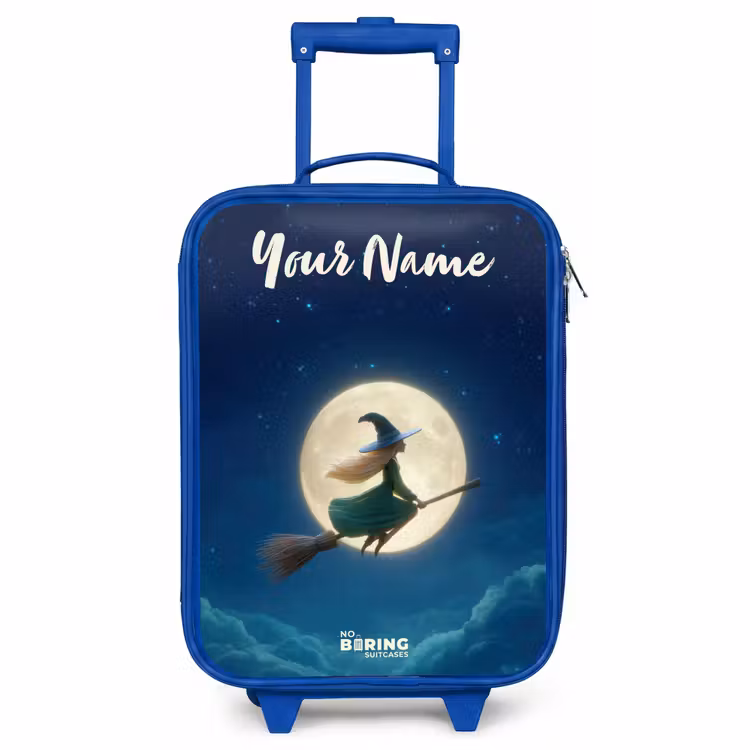 Children's suitcase with name - Blue - Witch in Moonlight Flight — 1