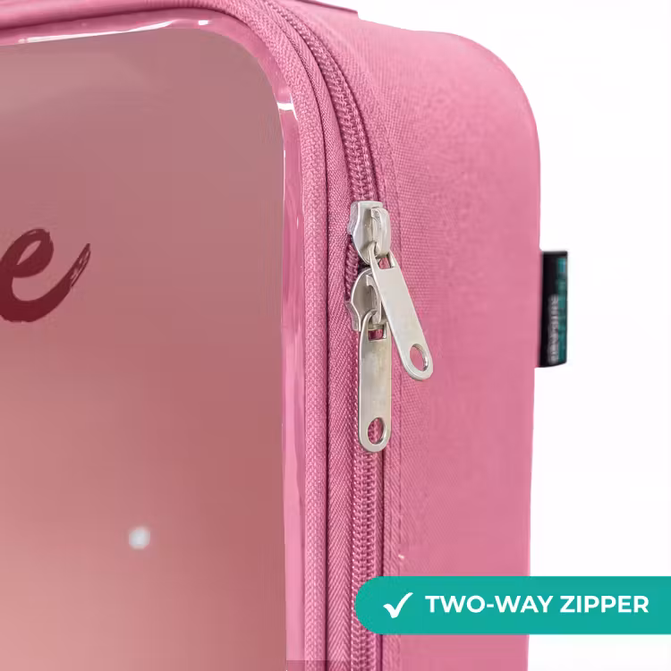 Children's suitcase with name - Pink - Moon rocker with Fluffy Weasel — 4