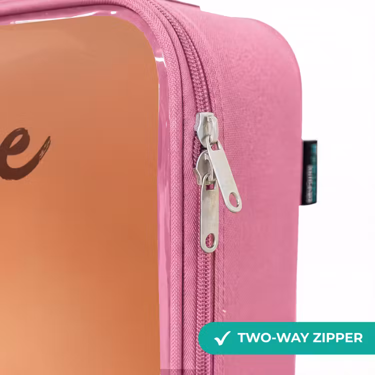 Children's suitcase with name - Pink - Orange Fluffy Monster with Horns — 4