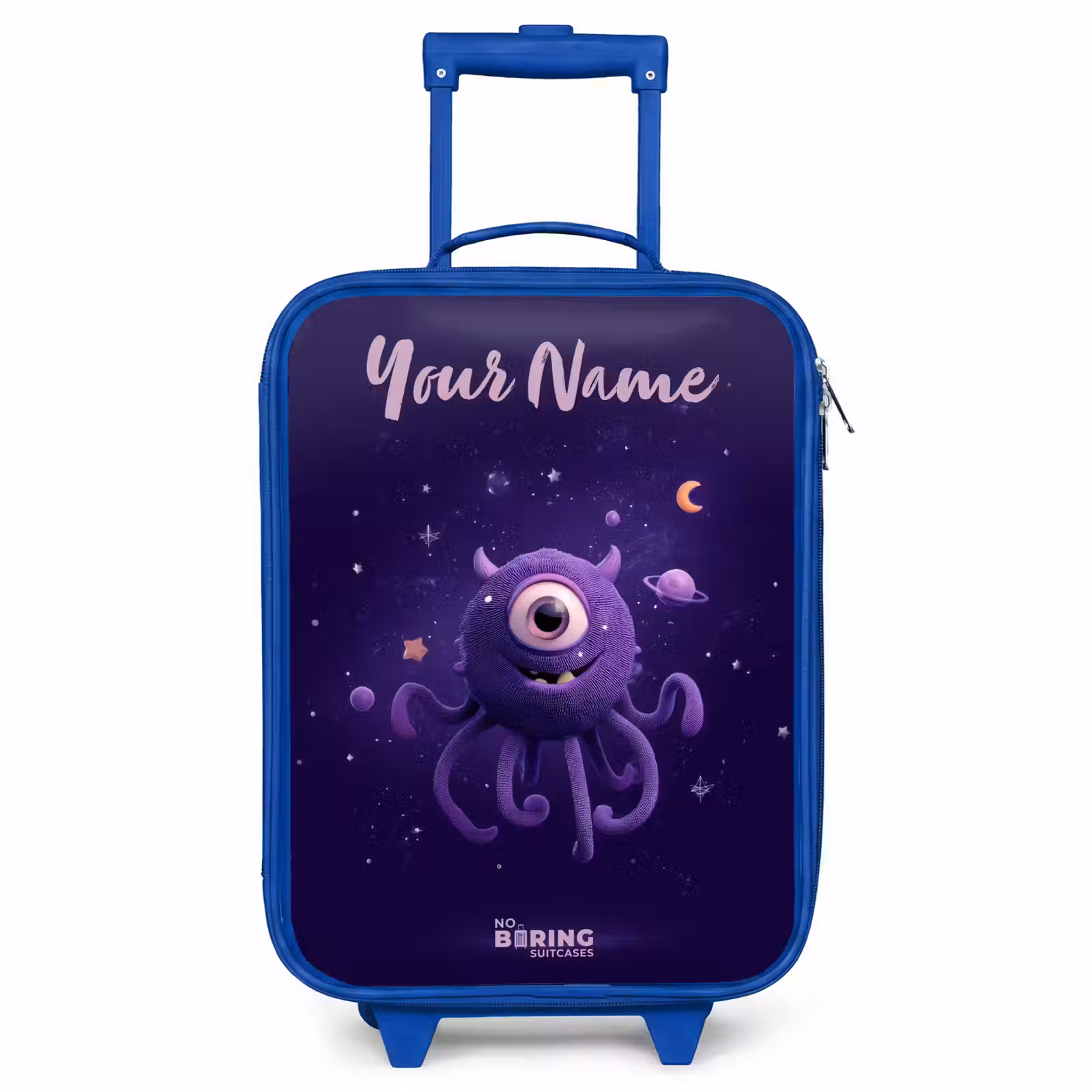 Children's suitcase with name - Blue - Cosmic tentacle monster — 1