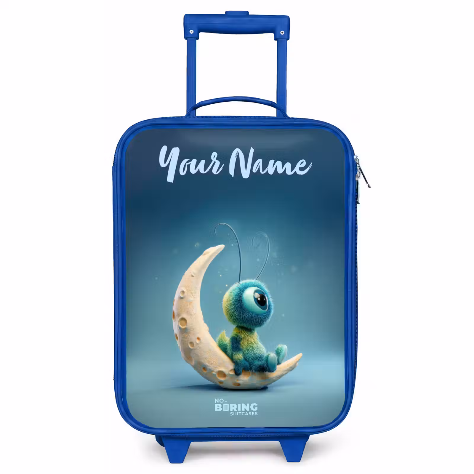 Children's suitcase with name - Blue - Dreamy Creature on the Moon — 1