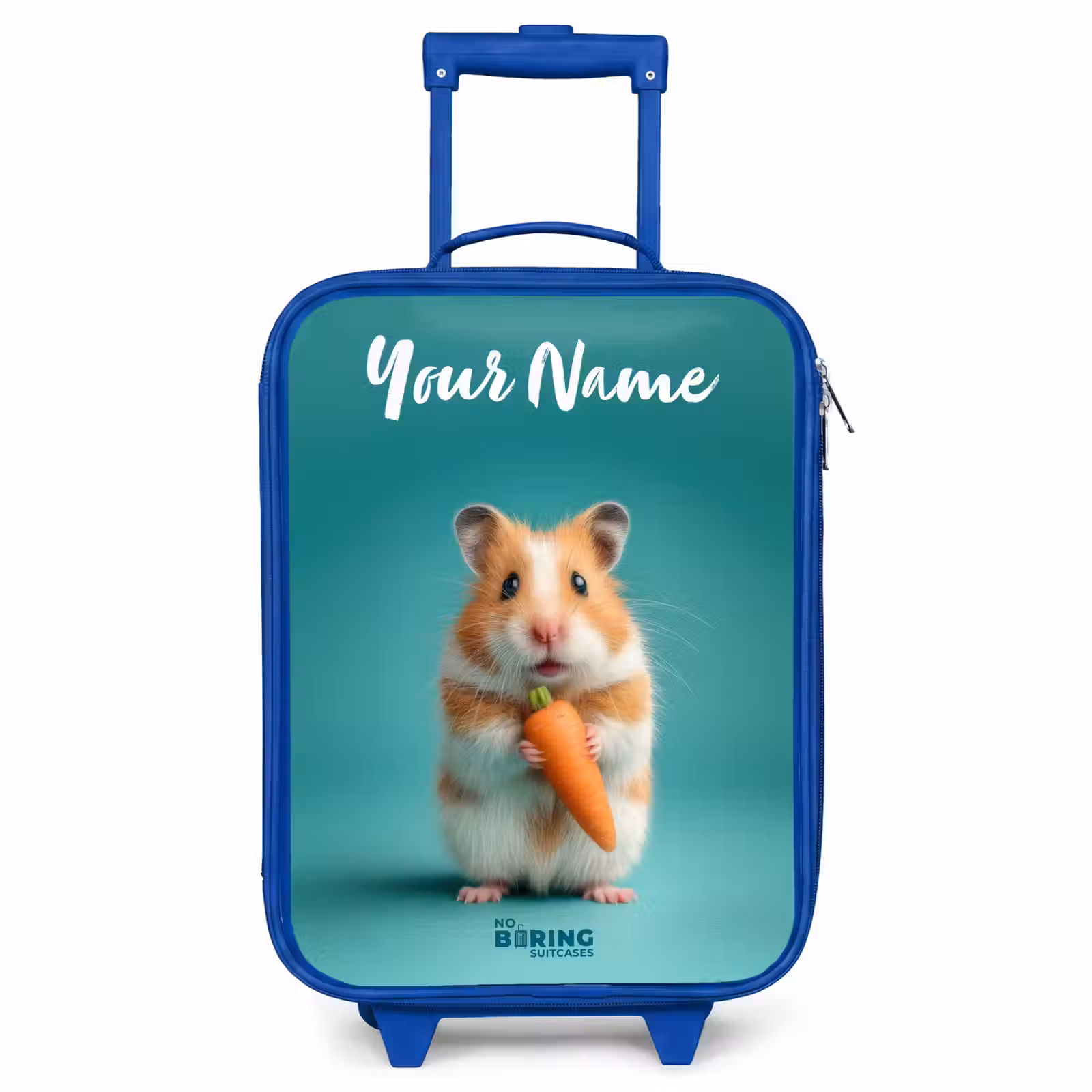 Children's suitcase with name - Blue - Hamster - Carrot - Animal — 1