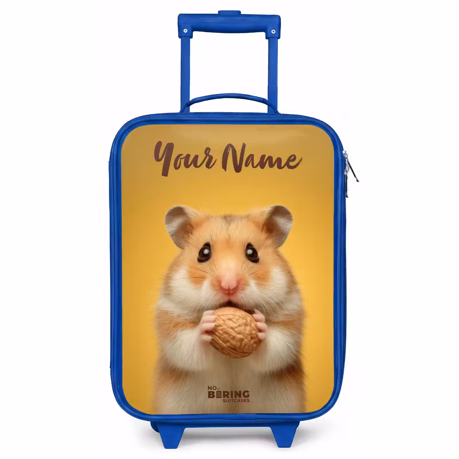 Children's suitcase with name - Blue - Hamster - Walnut - Animal — 1