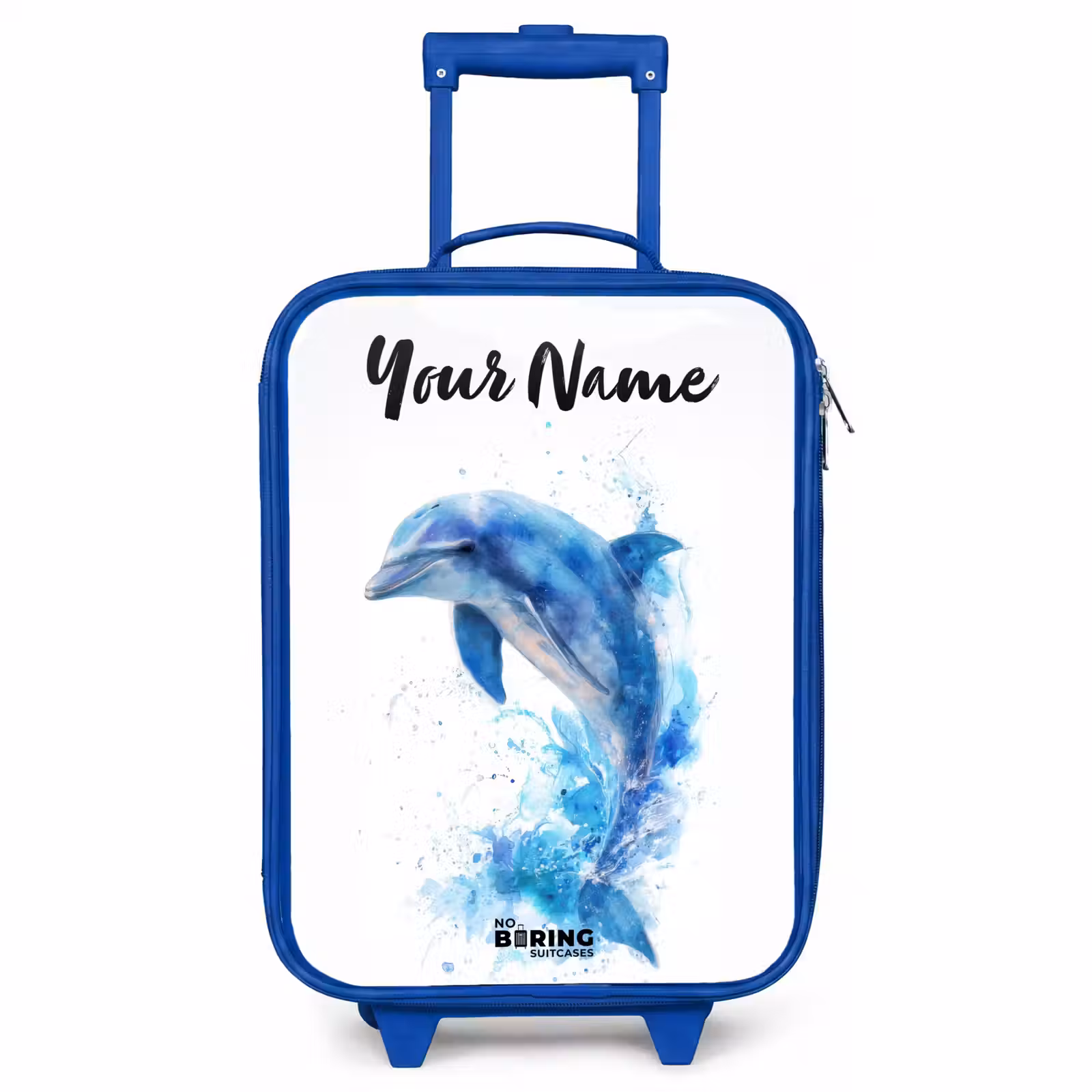 Children's suitcase with name - Blue - Jumping blue dolphin — 1