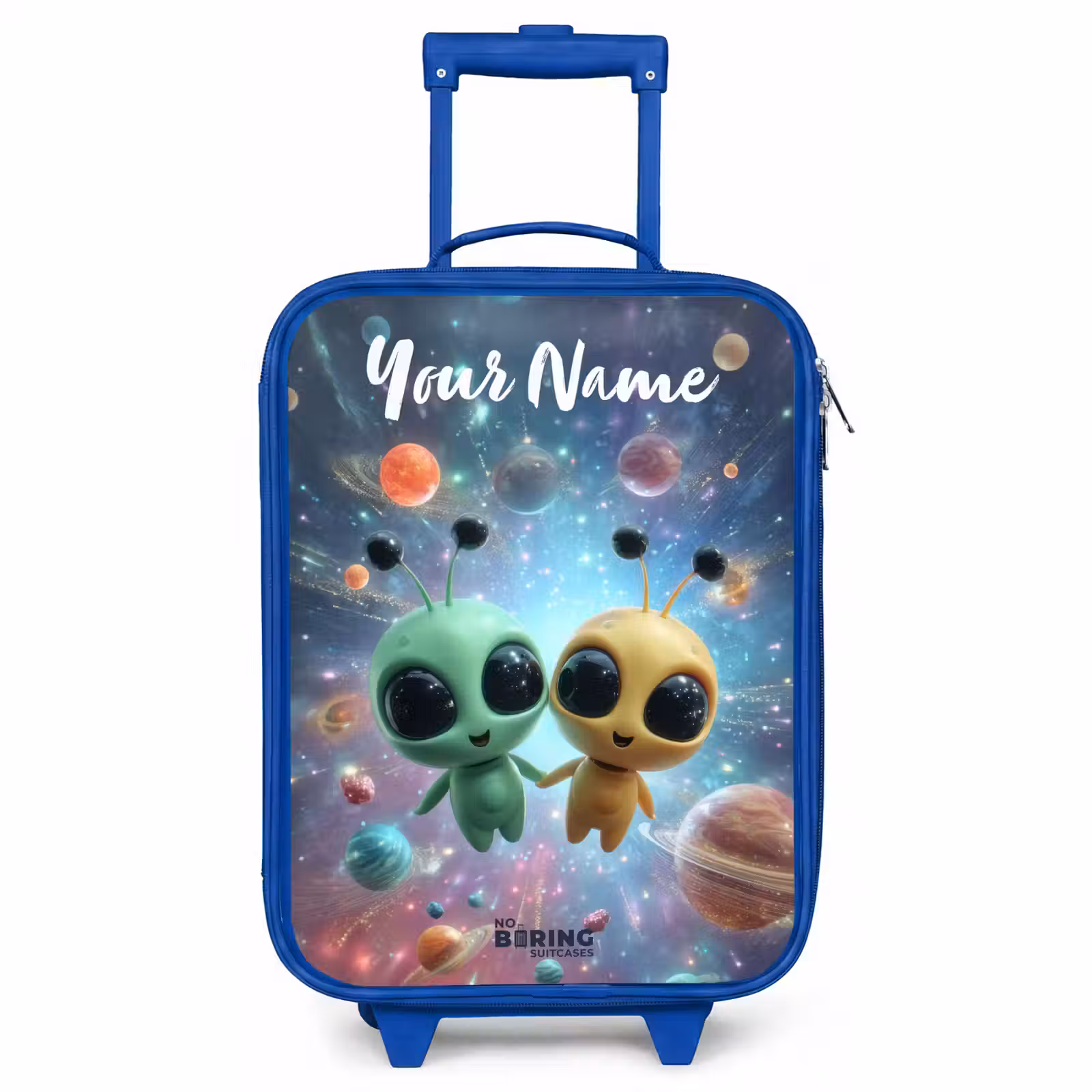 Children's suitcase with name - Blue - Merry alien friends — 1