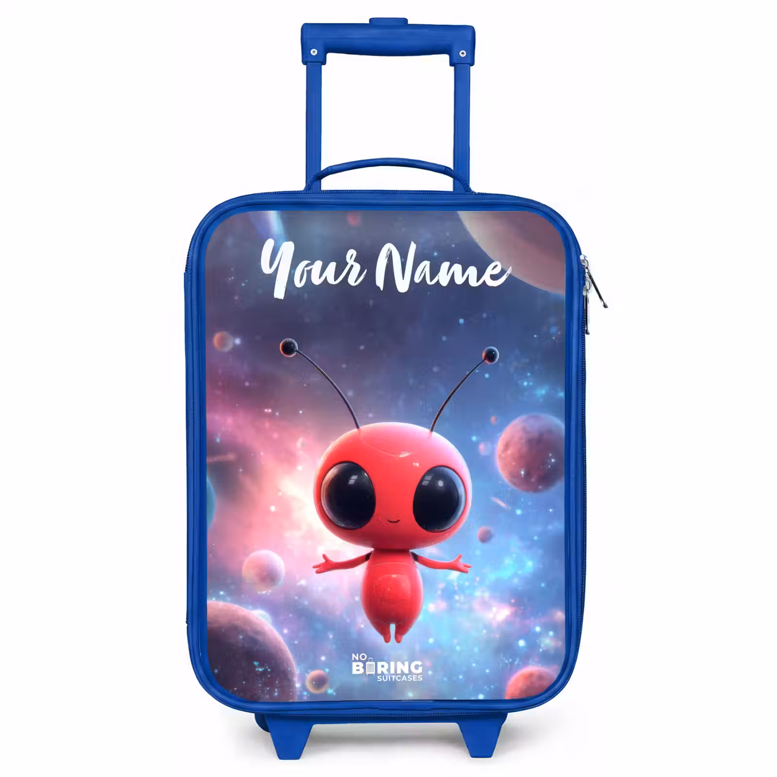 Children's suitcase with name - Blue - Red Space Being in Cosmic Dance — 1