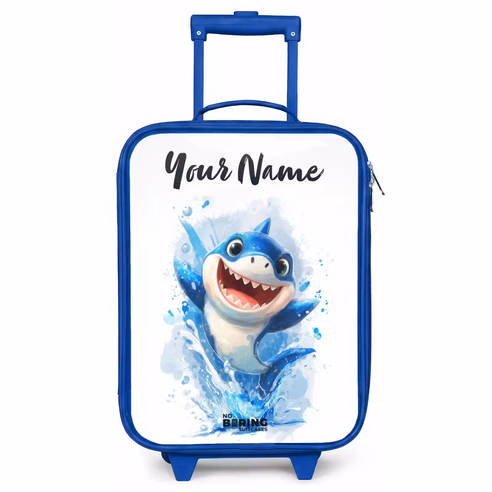 Children's suitcase with name - Blue - Shark - Teeth - Water — 1
