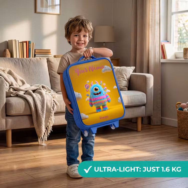 Children's suitcase with name - Blue - Candy - Monster - Rainbow — 3