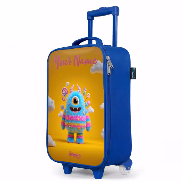 Children's suitcase with name - Blue - Candy - Monster - Rainbow — 5