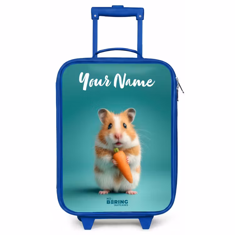 Children's suitcase with name - Blue - Hamster - Carrot - Animal — 1