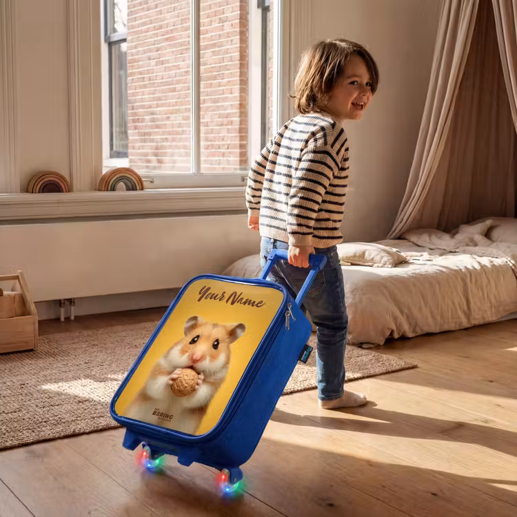 Children's suitcase with name - Blue - Hamster - Walnut - Animal — 2
