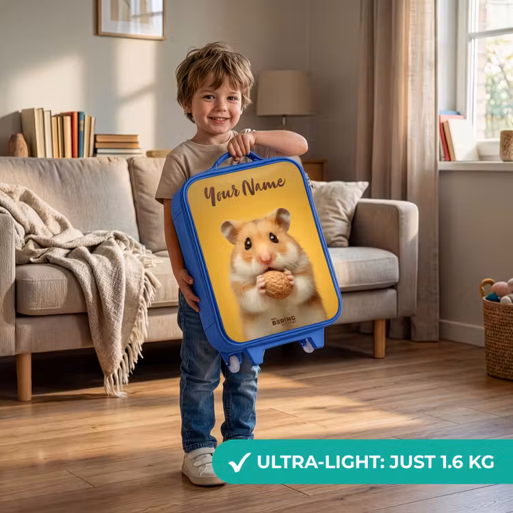 Children's suitcase with name - Blue - Hamster - Walnut - Animal — 3
