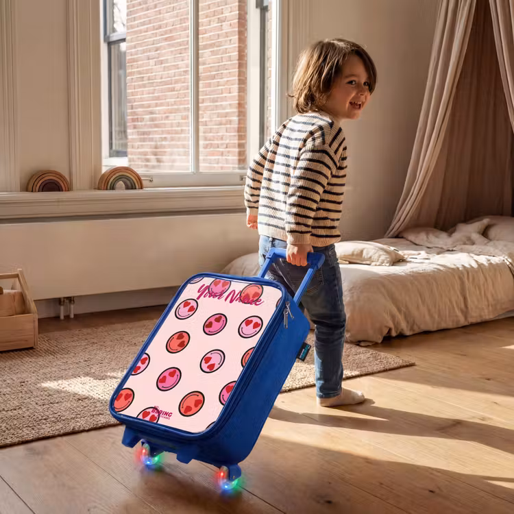 Children's suitcase with name - Blue - Heart - Smiley - Pattern — 2