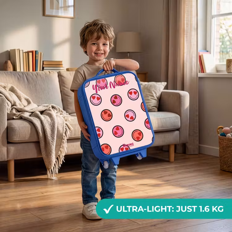 Children's suitcase with name - Blue - Heart - Smiley - Pattern — 3