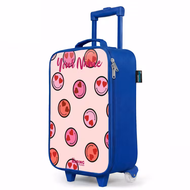 Children's suitcase with name - Blue - Heart - Smiley - Pattern — 5