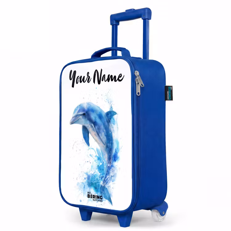 Children's suitcase with name - Blue - Jumping blue dolphin — 5
