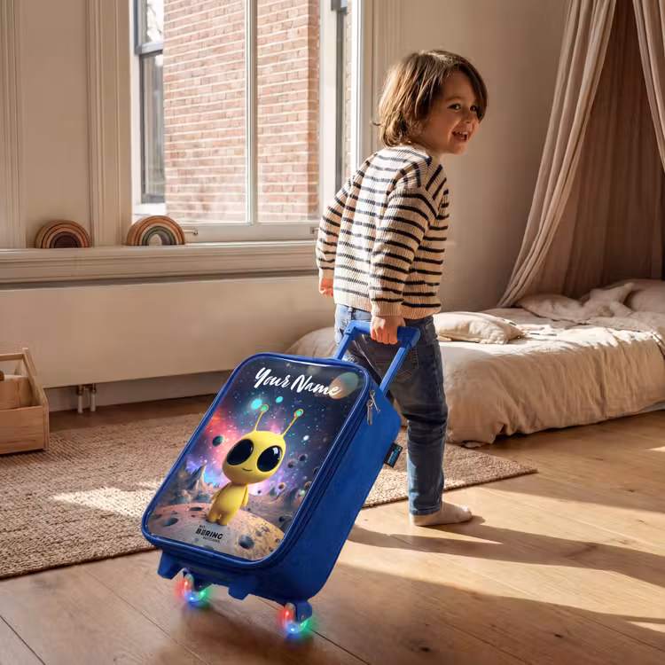 Children's suitcase with name - Blue - Merry alien creature — 2