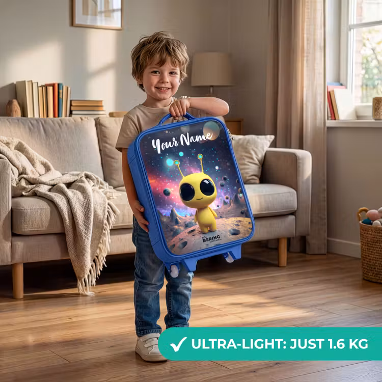 Children's suitcase with name - Blue - Merry alien creature — 3