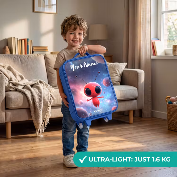 Children's suitcase with name - Blue - Red Space Being in Cosmic Dance — 3