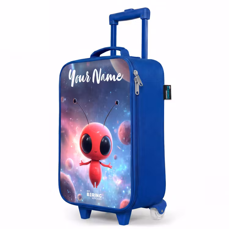 Children's suitcase with name - Blue - Red Space Being in Cosmic Dance — 5