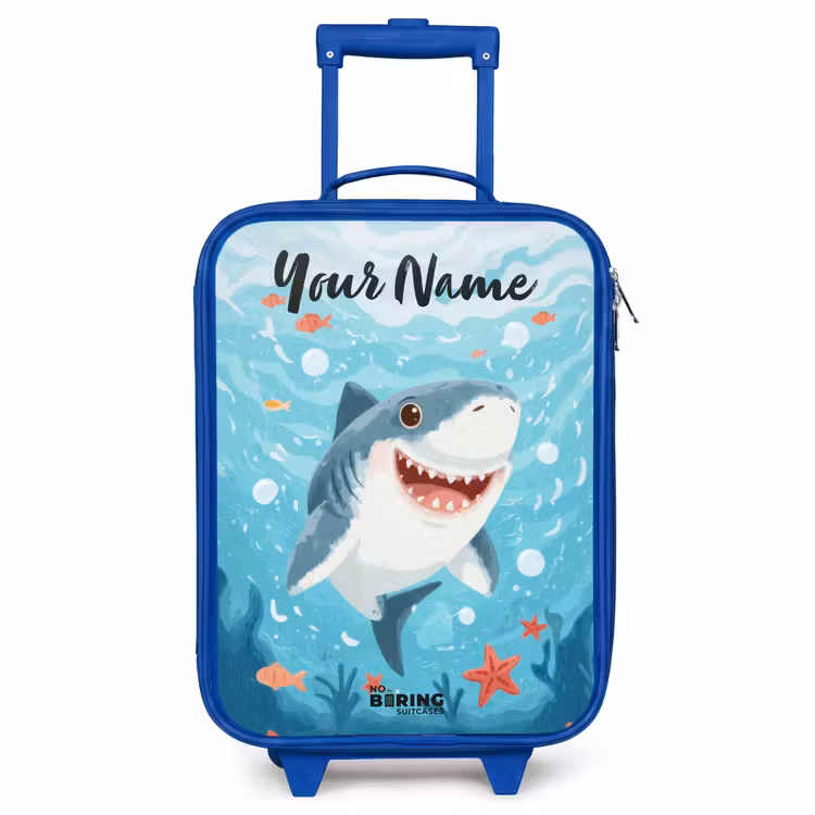 Children's suitcase with name - Blue - Shark - Water - Sea — 1
