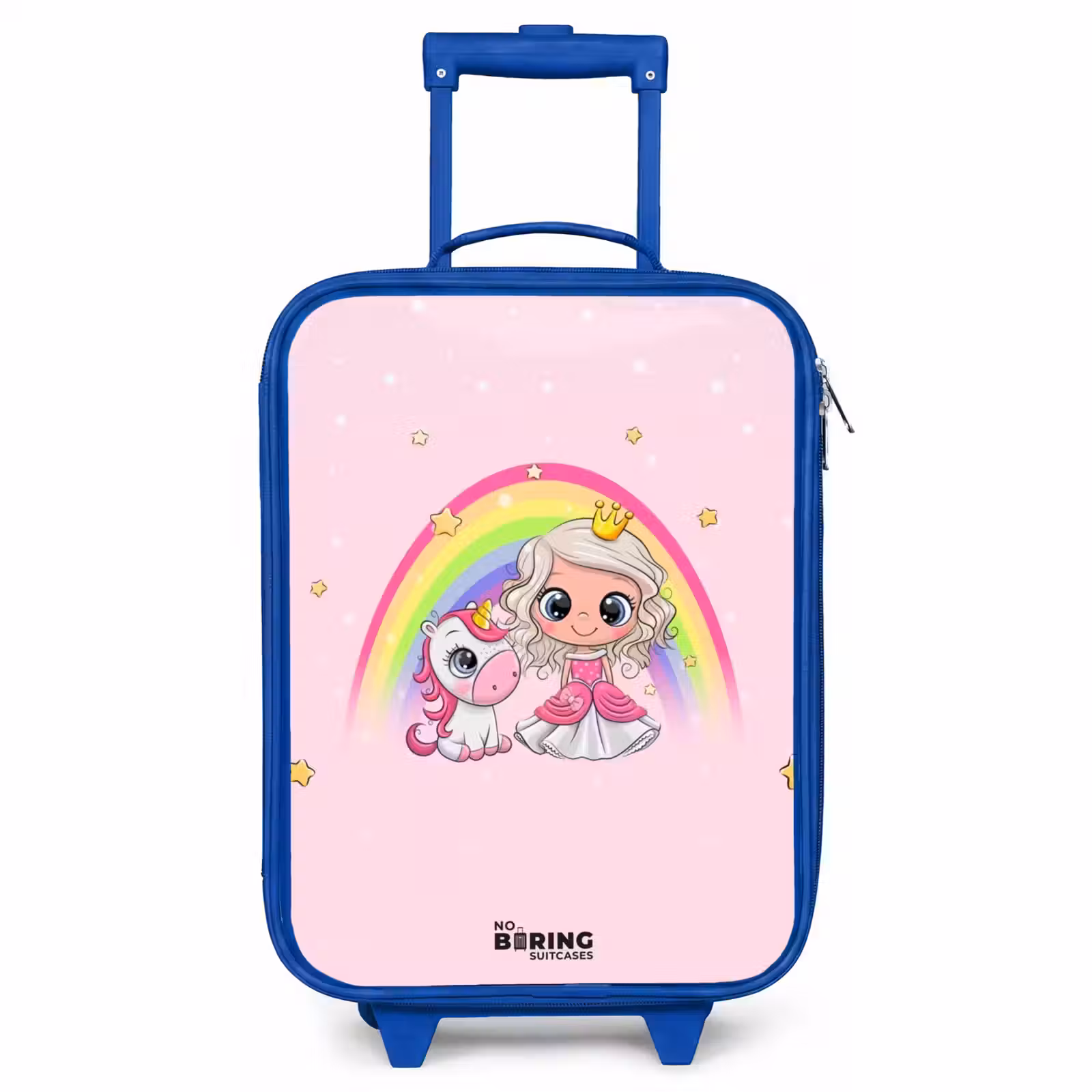 Children's suitcase - Blue - Princess and a unicorn at a rainbow pink — 1