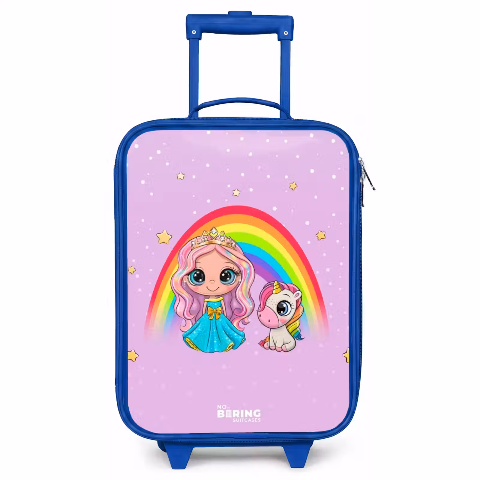 Children's suitcase - Blue - Princess and a unicorn at a rainbow purple — 1